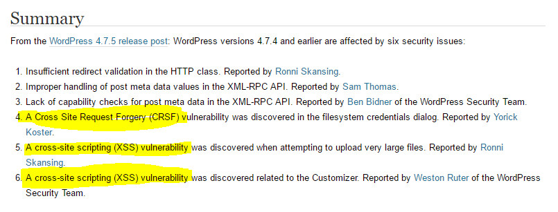Identified Security Holes After Maintenance